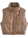 Explore More Collection - Faux Leather Zip Up Drawstring Vest
