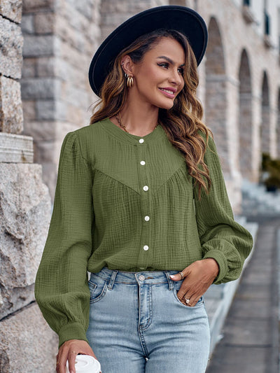 Explore More Collection - Round Neck Puff Sleeve Shirt