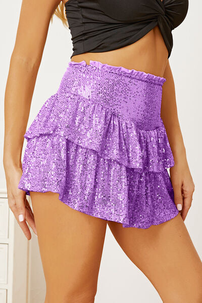 Explore More Collection - Sequin Layered Mini Skirt