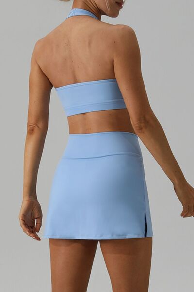 Explore More Collection - Halter Neck Tank and Slit Skirt Active Set