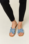 Explore More Collection - Forever Link Raw Trim Denim H-Band Flat Sandals