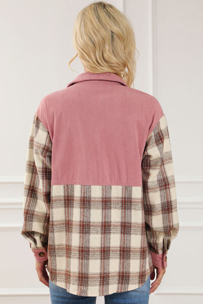 Explore More Collection - Button Up Plaid Collared Neck Jacket