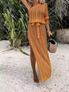 Explore More Collection - Slit Openwork Single Shoulder Knit Dress