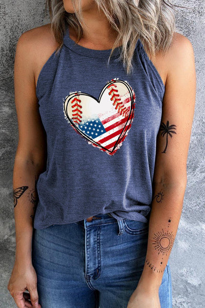 Explore More Collection - US Flag Heart Graphic Tank