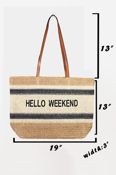 Explore More Collection - Fame Letter Graphic Striped Tote Bag