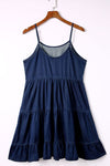 Explore More Collection - Spaghetti Strap Tiered Denim Dress