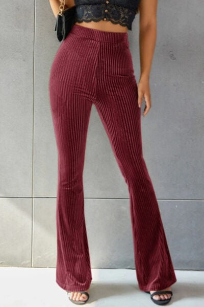 Explore More Collection - Ribbed High Waist Flare Pants