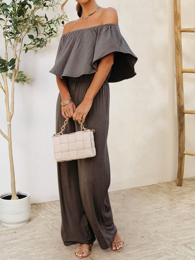 Explore More Collection - Ruffled Off-Shoulder Jumpsuit