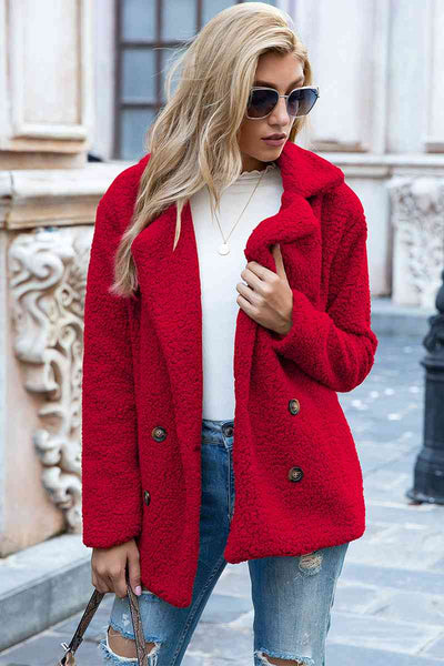 Explore More Collection - Full Size Lapel Collar Sherpa Coat