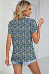 Explore More Collection - Floral V-Neck Short Sleeve T-Shirt