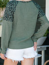 Explore More Collection - Leopard Notched Raglan Sleeve Knit Top