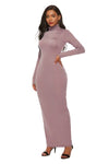 Explore More Collection - Mock Neck Long Sleeve Maxi Slim Dress