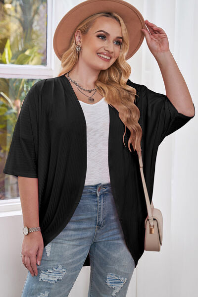 Explore More Collection - Plus Size Ribbed Cocoon Cover Up