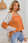 Explore More Collection - Leopard Waffle-Knit Blouse