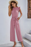 Explore More Collection - Butterfly Sleeve Tie Waist Jumpsuit