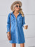 Explore More Collection - Pocketed Dropped Shoulder Mini Denim Dress