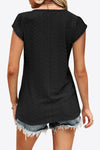 Explore More Collection - Eyelet Contrast V-Neck Tee