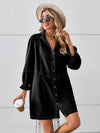 Explore More Collection - Button Up Flounce Sleeve Mini Denim Dress