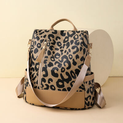 Explore More Collection - Leopard PU Leather Backpack Bag