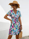 Explore More Collection - Printed Surplice Tie Waist Mini Dress