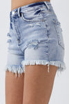 Explore More Collection - RISEN High Rise Acid Wash Denim Shorts