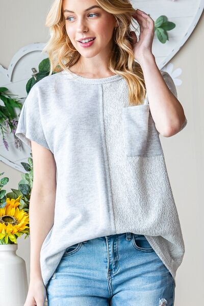 Explore More Collection - Heimish Full Size Pocketed Round Neck Short Sleeve T-Shirt