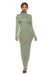 Explore More Collection - Mock Neck Long Sleeve Maxi Slim Dress