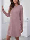 Explore More Collection - Decorative Button Round Neck Dress