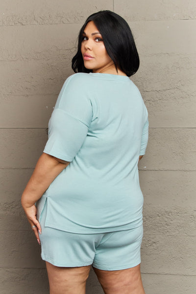 Explore More Collection - Zenana In The Moment Plus Size Lounge Set in Light Green
