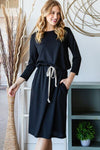 Explore More Collection - Reborn J Drawstring Waist Long Sleeve Tee Dress