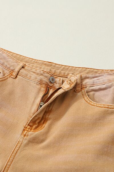 Explore More Collection - Distressed Raw Hem Jeans with Pockets