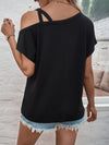 Explore More Collection - Asymmetrical Neck Short Sleeve T-Shirt