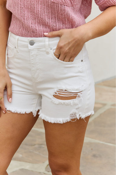 Explore More Collection - RISEN Lily High Waisted Distressed Shorts