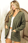 Explore More Collection - BiBi Checkered Long Sleeve Open Front Cardigan