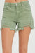 Explore More Collection - RISEN Mid Waist Frayed Hem Denim Shorts