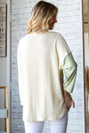 Explore More Collection - Culture Code Color Block Round Neck Dropped Shoulder Blouse