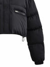 Explore More Collection - Snap and Zip Closure Drawstring Cropped Winter Coat