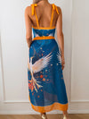 Explore More  Collection - Printed V-Neck Tie Shoulder Swimwear and Skirt Set