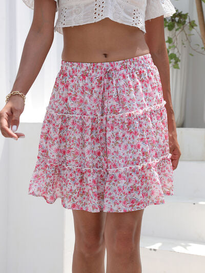 Explore More Collection - Printed Elastic Waist Mini Skirt