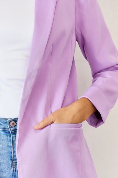 Explore More Collection - Zenana Open Front Long Sleeve Blazer