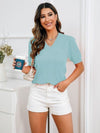 Explore More Collection - V-Neck Short Sleeve Knit Top