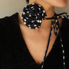 Explore More Collection - Polka Dot Camellia Flower Tie Choker Necklace