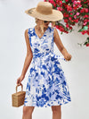 Explore More Collection - Floral V-Neck Tie Waist Sleeveless Dress