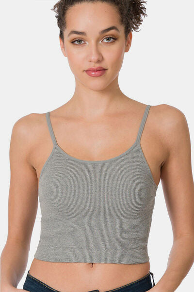 Explore More Collection - Zenana Ribbed Seamless Cropped Cami with Bra Pads