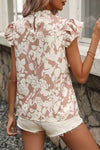 Explore More Collection - Printed Ruffled Cap Sleeve Blouse