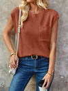 Explore More Collection - Pocketed Round Neck Knit Top