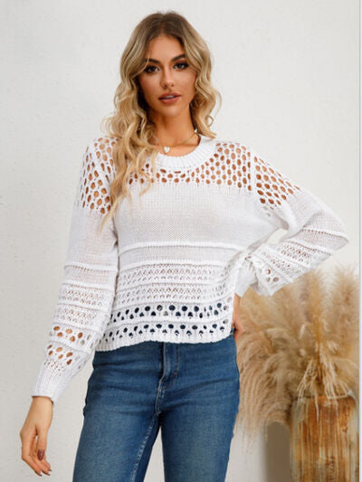 Explore More Collection - Cutout Round Neck Knit Top