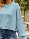 Explore More Collection - Round Neck Lantern Sleeve Sweater