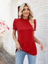 Explore More Collection - Frill Mock Neck Flounce Sleeve Blouse