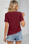 Explore More Collection - Ruched Round Neck Short Sleeve T-Shirt